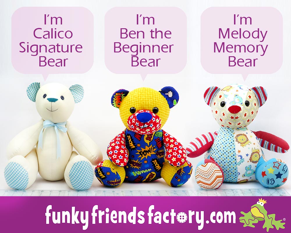 Calico-Signature-Bear,-Ben-Beginner-Bear-&-Melody-Memory-Bear-Pattern